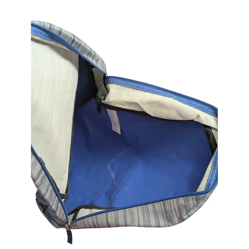 Blue & Gray Backpack School Bookbag Travel Bag w/ Front Zipper Pocket Adjustable